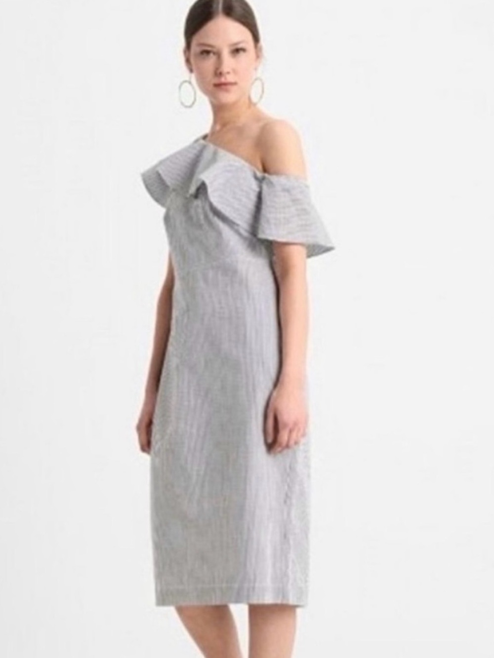 Banana Republic One Shoulder Seersucker Dress, size 4
